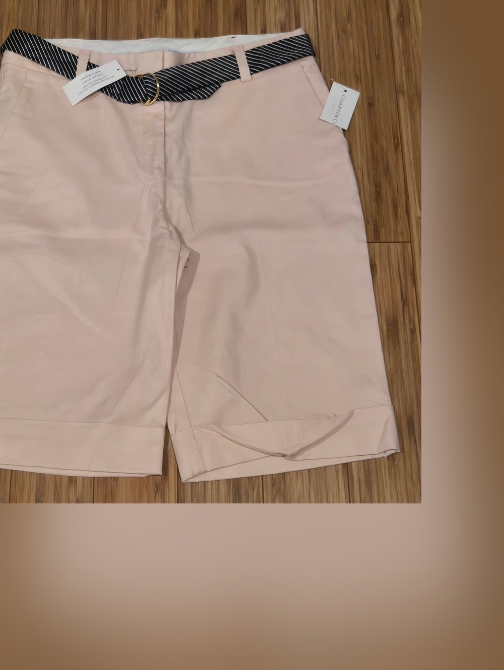 NWT Charter Club Light Pink Bermuda Shorts with Striped Belt